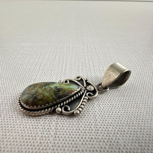 Native American Style Sterling Silver and Palomino Turquoise Pendant - Picture 3 of 11